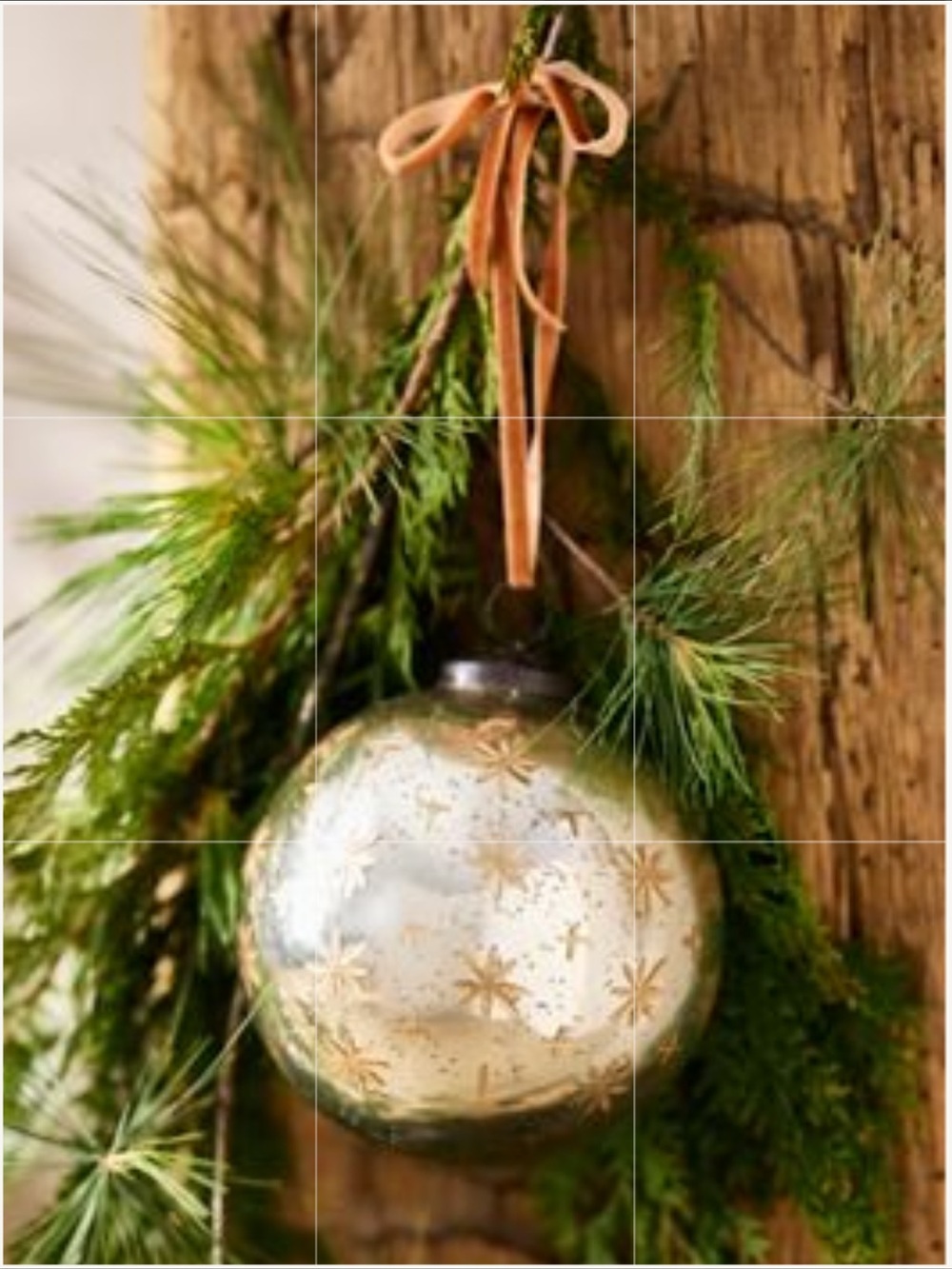 ANTHROPOLOGIE➕Etched Stars Metallic Glass Ornament NWT